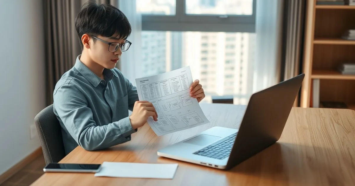 SQLD 시험 구조 분석하는 수험생 책상