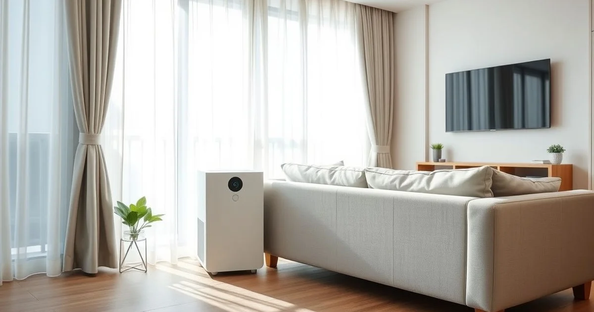 소형 거실용 공기청정기 배치 장면